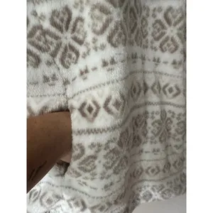 Eddie Bauer Womens Tan Fair Isle Plush Fleece Quarter Zip Pullover M thumbnail 3