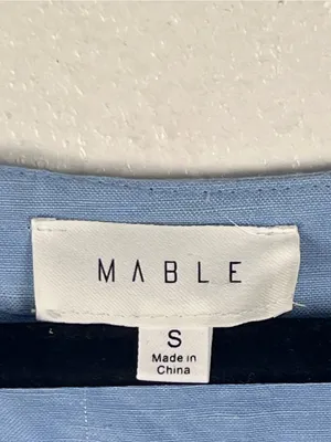 MABLE Light Blue Linen Blend Crop Top Small Casual Neutral Spring Summer Boho thumbnail 3