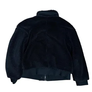 Alo Yoga Black Faux Fur Varsity Jacket Sherpa Teddy Bomber Coat Womens Medium thumbnail 2