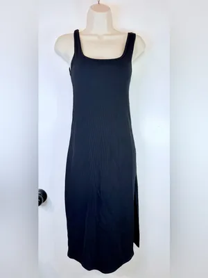 Abercrombie & Fitch Women’s S Black Ribbed Midi Dress thumbnail 2