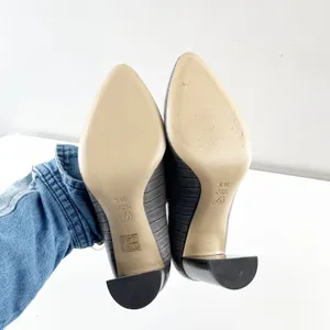 M. Gemi The Lustro Croco Heels Pumps Almond Toe Gray 36.5 thumbnail 7