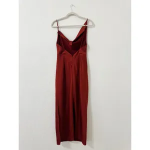 BHLDN Rust Asymmetrical Cowl Neck Satin Midi Bridesmaid Dress Size 6 thumbnail 2