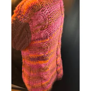 Desigual Womens Chunky Cable Knit Sweater Mock Neck Pink Orange Purple 67J2LB8 S thumbnail 2