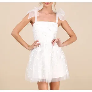 Lulus Classic Romance White 3D Floral Applique Tie-Strap Mini Dress thumbnail 2