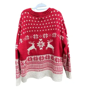 Fat Face UK Wool Blend Fair Isle Red Cream Reindeer Ski Resort Sweater Size 18 thumbnail 10