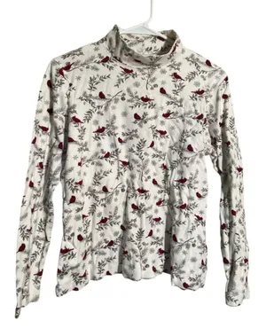 Croft & Barrow Women's Size Medium Mock Neck Long Sleeve T-Shirt White Cardinal thumbnail 1
