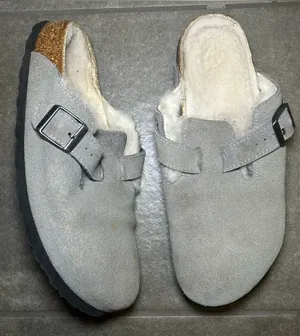 Birkenstock Boston Shearling Lined Gray Suede Slip On Clogs Women’s Shoe Size 9 thumbnail 1