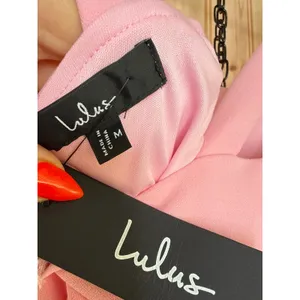 NWT Lulus Romantic Destiny Light Pink Square Neck Trumpet Dress Bridesmaid Sz M thumbnail 7