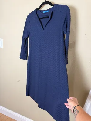 J. McLaughlin size XS Octavia navy blue jacquard dress knee length thumbnail 6