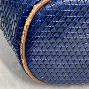 Vintage Liz Claiborne Blue textured handBag leather trim 80’s tote thumbnail 11