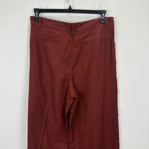 Madewell Slouchy Straight Pants in 100% Linen Henna Brown Relaxed US 10 NWT thumbnail 10