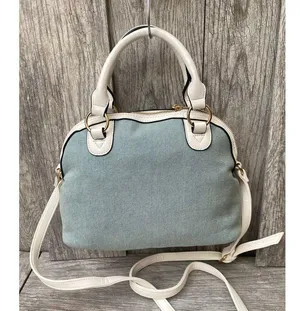 Juicy Couture Satchel | Blue Denim Embroidered Bag | heart charm thumbnail 2