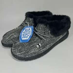 Hey Dude Wendy‎ Fold Boho Black Faux Fur Lined Loafer Slip On Shoes W11 thumbnail 2