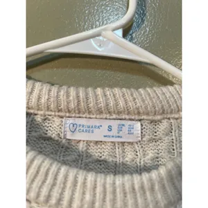 Primark Womens Size Small Crewneck Sweater Cream Beige Textured Herringbone Knit thumbnail 8
