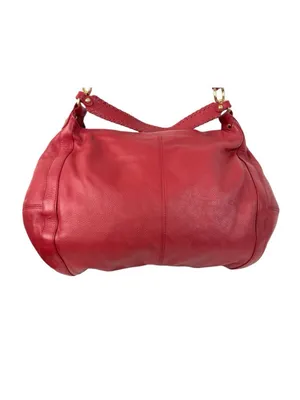 -ONNA EHRLICH RACHEL Red Pebbled Leather Large Hobo Bag Purse Tassle Designer thumbnail 4