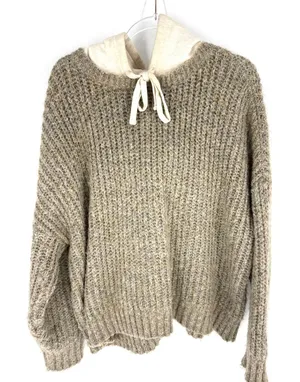 Offline by Aerie Womens XL Tan Marl Chunky Knit Hooded Sweater Multi Color Fleck thumbnail 1