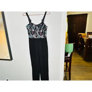 Bronx & Banco Black Sequin Multicolored Sweetheart Neckline Jumpsuit Size S thumbnail 6