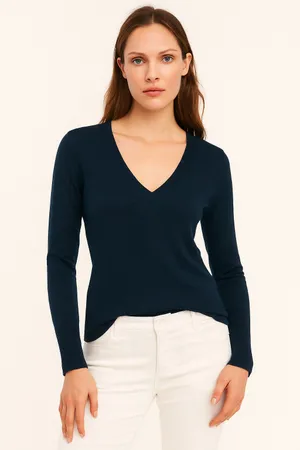 Takeout size large V neck navy sweater Blue thumbnail 1