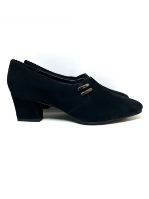 Karen Scott Riley Black Suede Leather Square Toe Block Heel Pumps Size 10M thumbnail 2