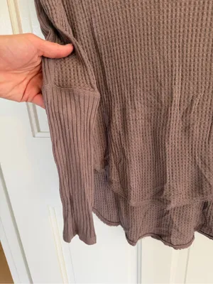 We The Free Free‎ People Waffle Knit Cowl Neck Thermal Tunic Top XS thumbnail 3