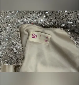 SO Party Dress Champagne Sequins Spaghetti Strap, Size Medium, Dance Cocktail thumbnail 9
