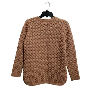 Land's End Chunky Brown Cable Knit‎ Sweater Size XS Crew Neck Boat Hem Pull On thumbnail 5