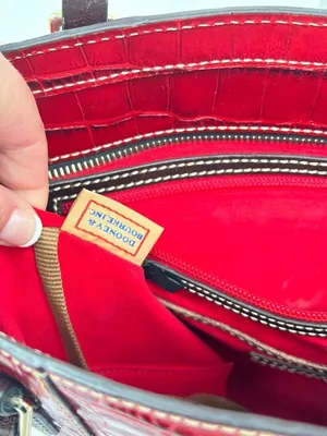 Dooney & Bourke Croco Embossed Red Leather Lexington Shopper Tote Shoulder Bag thumbnail 6