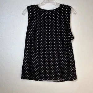 Charter Club Womens Polka Dot Cowl Neck Sleeveless Top Black White XL Stretch thumbnail 2