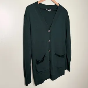 Madewell Merino Wool Boyfriend Cardigan Sweater Luxury Forest Green Size Medium thumbnail 3