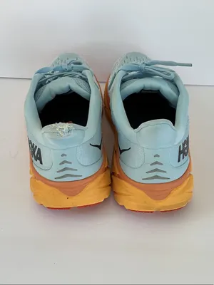 Hoka Clifton 8 Women's Mint Blue Running Shoes with Orange Midsole thumbnail 5