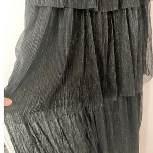 Melloday Black Metallic Plisse Tiered Maxi Dress Sleeveless V-Neck XS‎ New thumbnail 11