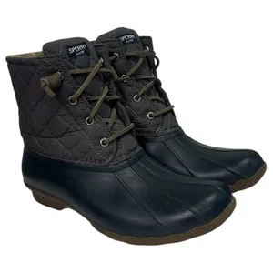 Sperry Saltwater Duck Boots Womens 9 Gray Navy Quilted Rubber Outdoor STS9327F thumbnail 2