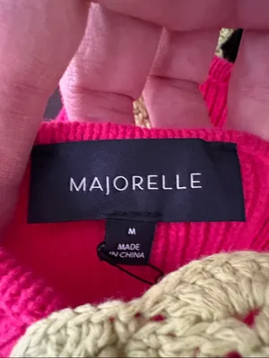 NWT MAJORELLE Jeneli Crochet Sweater Top Pink Lime Size Medium Retail $158.00 thumbnail 6