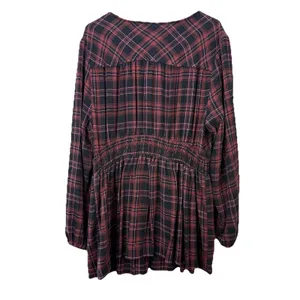 Torrid Plaid Babydoll Flannel Crinkle Gauze‎ Smocked Tie Waist Top Size 1X thumbnail 9