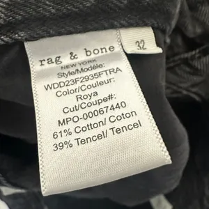 Rag & Bone Featherweight Logan Wide Leg Roya‎ Jeans Black Washed Womens 32 thumbnail 5