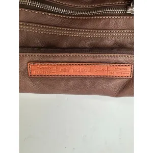 Vintage Y2K Fossil Genuine Leather Crossbody Bag – Distressed Brown Key Charm thumbnail 11