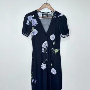 Reformation‎ Size 0 Jumpsuit Black Floral Short Sleeve V Neck Wedding Guest thumbnail 6