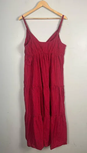 Natural life red and pink midi striped dress size l/xl thumbnail 4