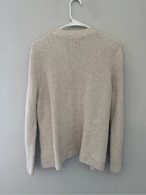 Lands End Drifter Womens L Petite 14-16 Beige Cotton V Neck Cardigan thumbnail 6