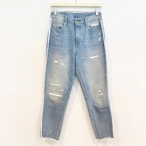 G Star Raw 3301 Jeans Size 28 Blue High Waist‎ Frayed Straight Crop Alternative thumbnail 3
