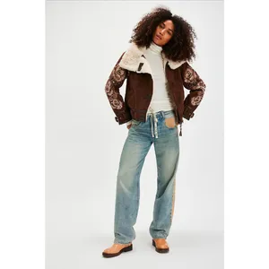 Free People NWT We‎ The Free Andies Embroidered Vegan Leather Moto Jacket Size L thumbnail 13