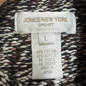 Jones New York Sport Sweater Women L Brown Marled Knit Coastal Dark Academia Vtg thumbnail 3