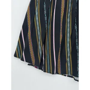 Torrid Size 2 Strapless Ruffle Dress Black Multicolor Stripe Boho Smocked Rayon thumbnail 5