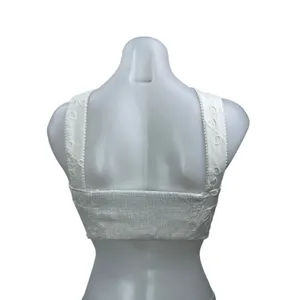 Zara Women's White Embroidered Bustier Cutout Smocked Sleeveless Crop Top Size S thumbnail 3