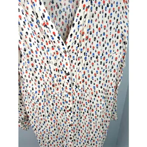 Maeve Anthropologie 12 Womens Top Lightweight Long Sleeve Button V-Neck Tab‎ thumbnail 7