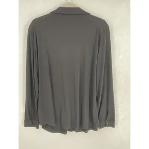 Adrianna Papell Womens Button Down Shirt Black Long Sleeve Stretch XL thumbnail 3