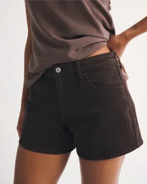 Abercrombie Mid Rise A-Line Brown Jean Shorts (Curve Love) thumbnail 2