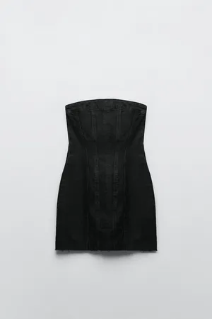 Dress Mini Denim Bandeau Jeans Black Tailored thumbnail 4