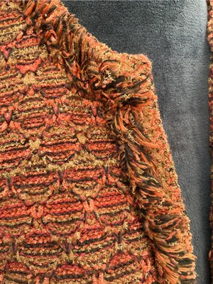 Chico's Frayed-Trim Open-Front Cardigan in Rust Mix thumbnail 6