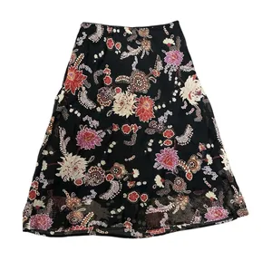 Vintage Black Floral Skirt Size Small Coquette Fairy Whimsigoth Y2K Sheer Lined thumbnail 1